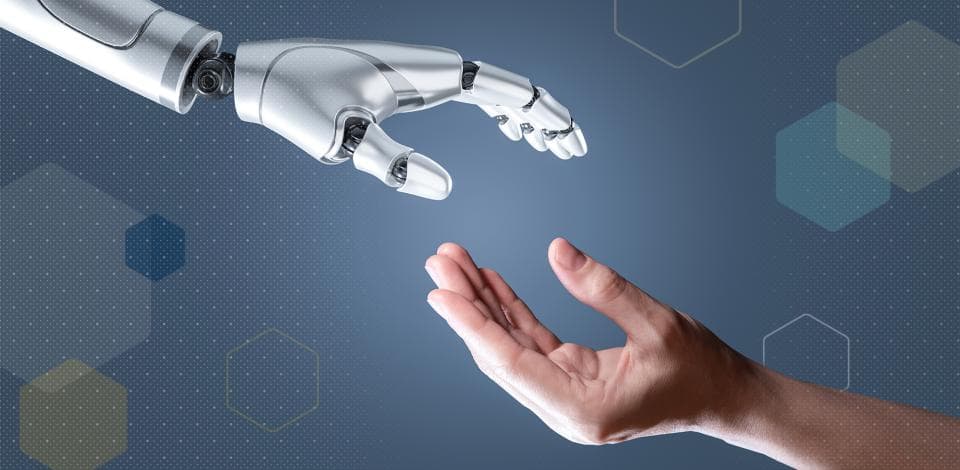 A person using AI tools with human judgment, communication, and critical thinking.